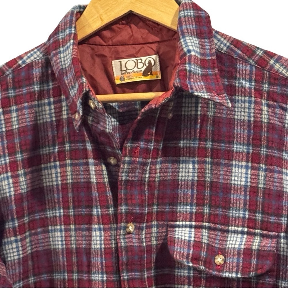 Vintage Lobo by Pendleton Wool Mens Button Down Plaid Long sleeve Size XL - Picture 3 of 8